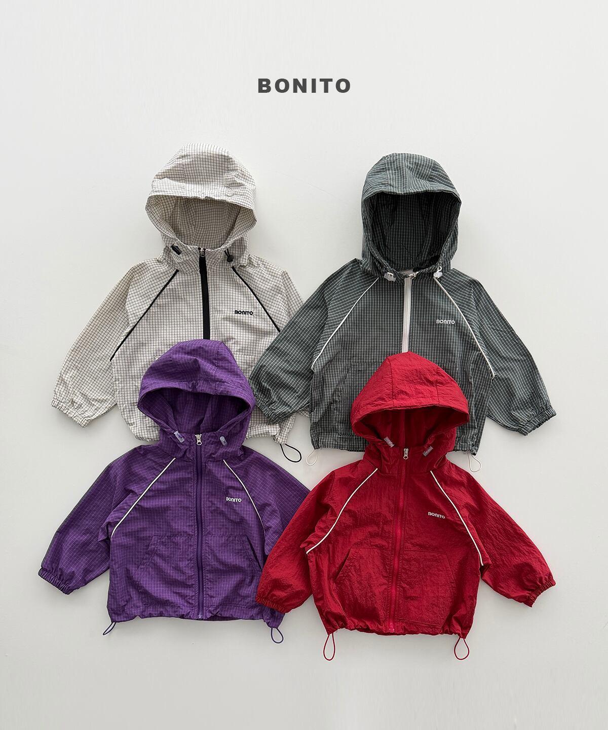 【Jr.size】checkered pin-up windbreaker【BONITO】※9月中旬発送予定