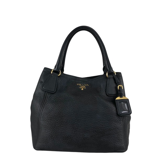 PRADA プラダ ヴィッテロダイノ トートバッグ ブラック ロゴ レザー vintage ヴィンテージ オールド fpj5iw