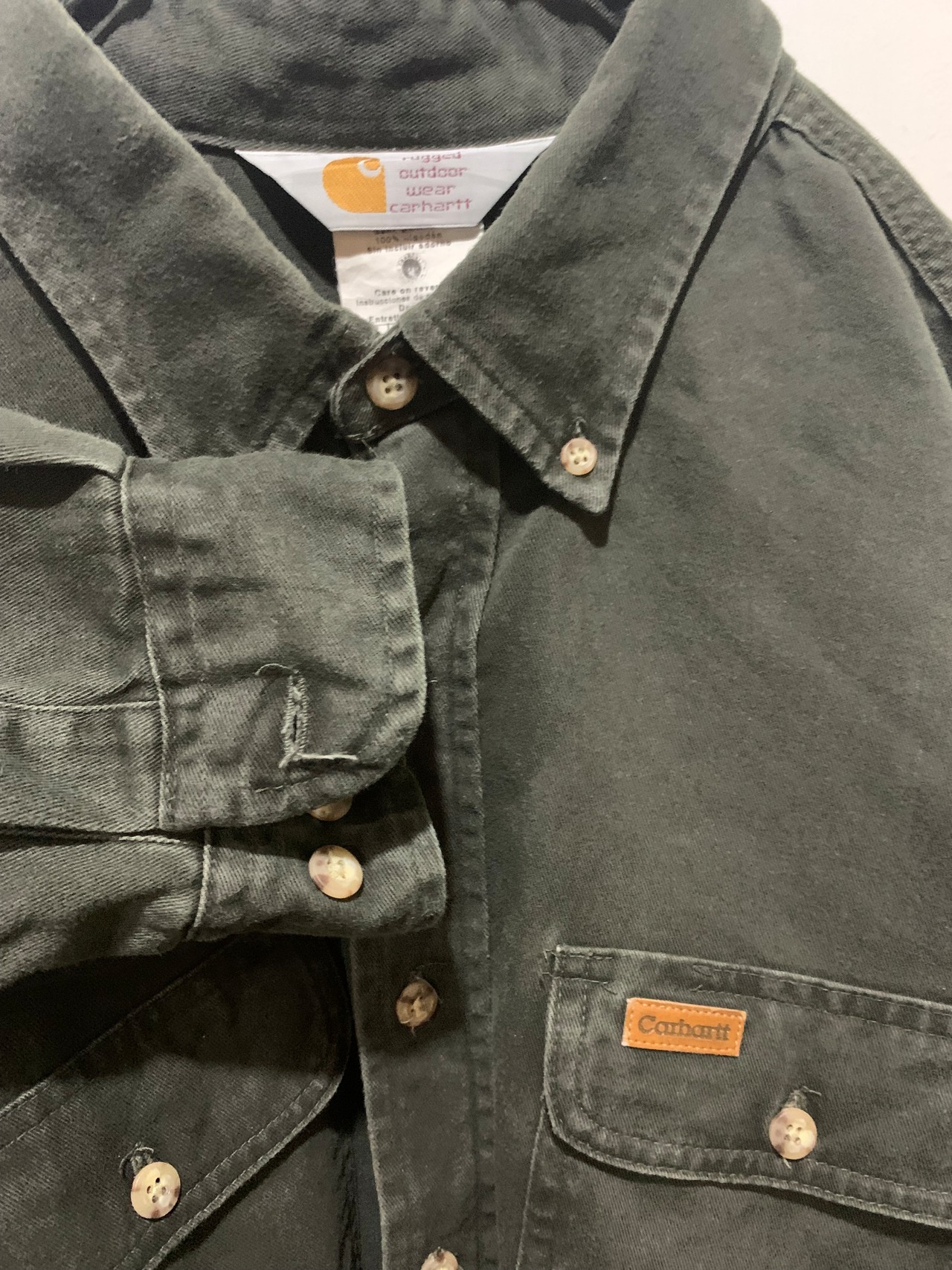 90's carharrt Work Cotton Shirt Made in USA【XL】