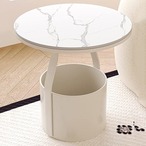 サイドテーブル シンプル 大理石 テーブル トップラウンド ベッドサイドテーブル リビングルーム ベッドルーム 収納 キャビネット かわいい 高さ50cm クリエイティブ ラウンドサイドテーブル  ベッドサイド 丸 コンパクト ホワイト 白 おしゃれ