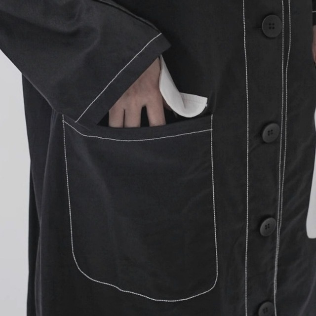 Bicolor stitching big pocket trench coat C0882