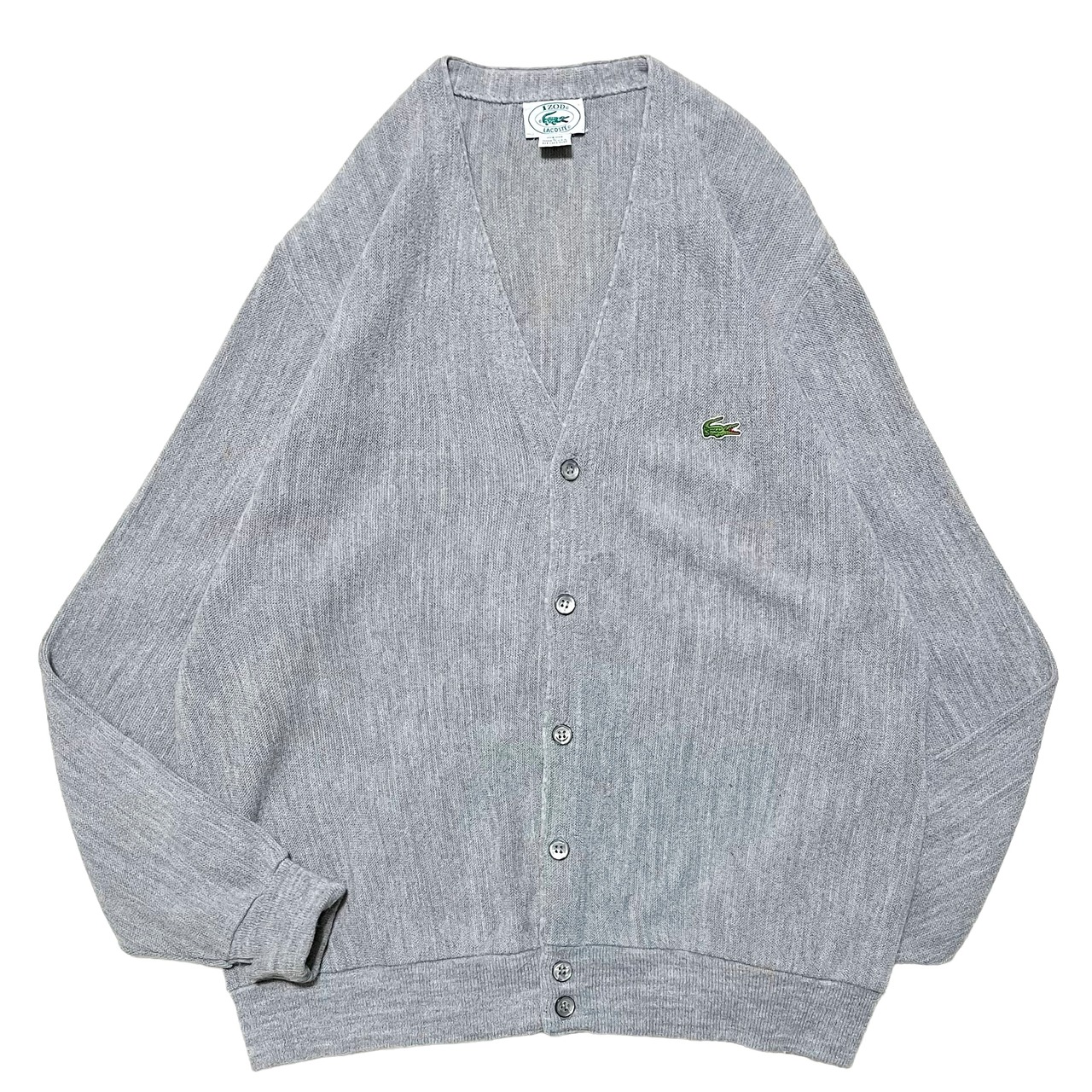 LACOSTE】ラコステ アクリルカーディガン ライトグレー MADE IN USA  