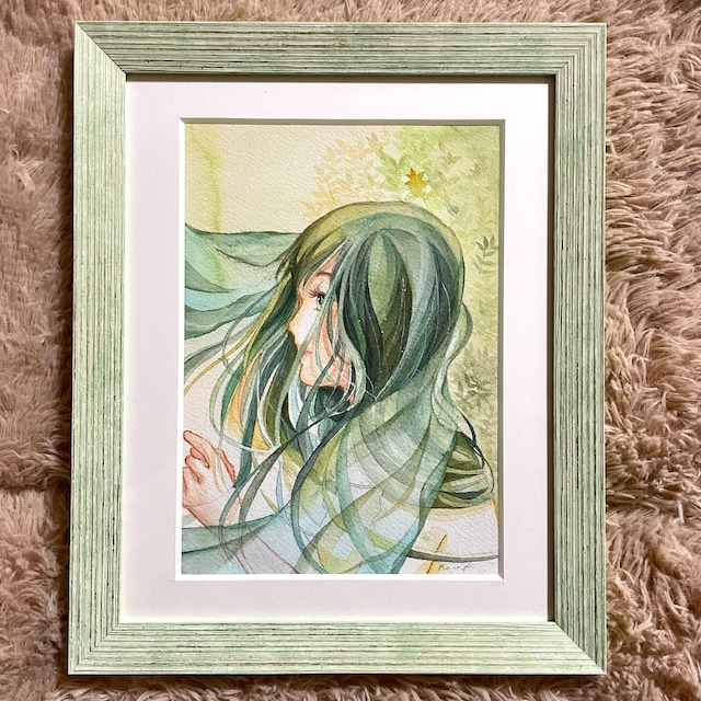 【デザフェス出展】水彩イラスト「滝の子-child of water fall-」