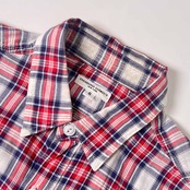 USA製 ENGINEERED GARMENTS NEW YORK エンジニアドガーメンツ チェック 猫目ボタン 山ポケ 長袖 ワークシャツ S/レッド×ブルー系 メンズ