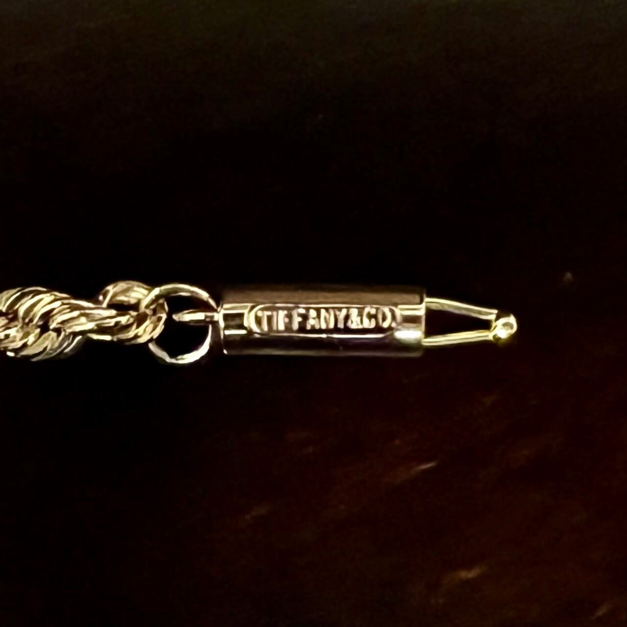 VINTAGE TIFFANY & CO. 14K Gold Twist Rope Narrow Necklace / W