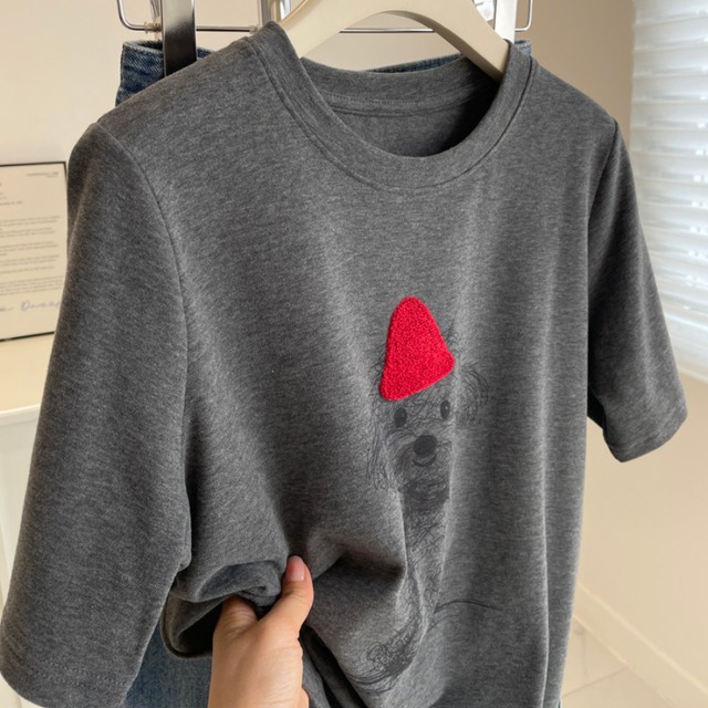 dog-print crew-neck t-shirt　J00537
