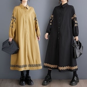 刺繍アクセント ロング ワンピース 00329