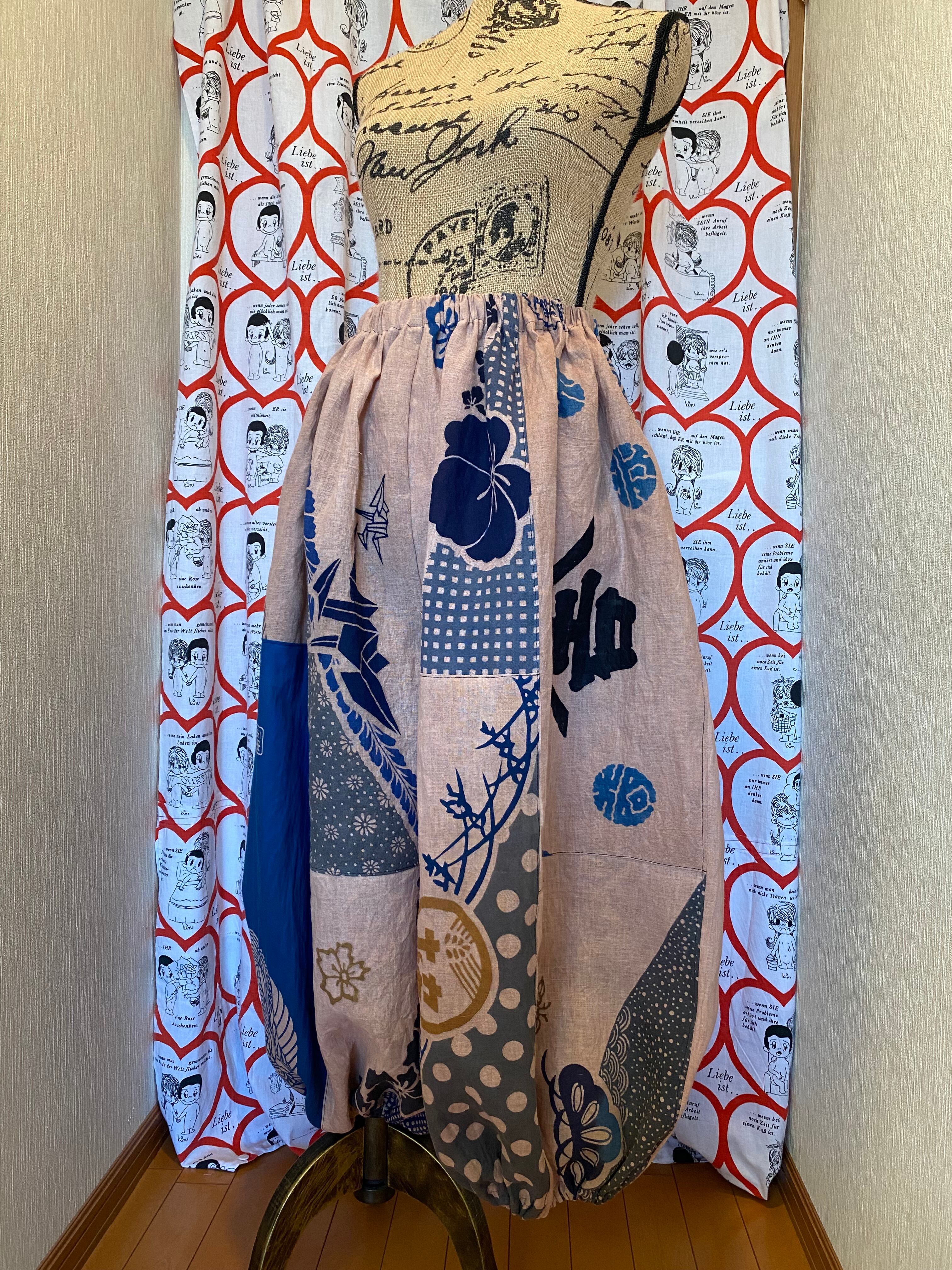 リメイク 昭和レトロ柿渋染め手ぬぐいリメイクカボチャパンツ | Nyaoko 