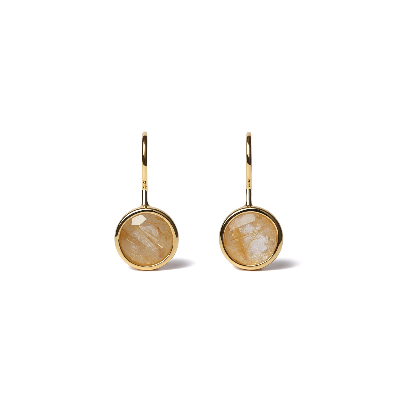S925 ROUND STONE PIERCE  -GOLD RUTILE QUARTZ-