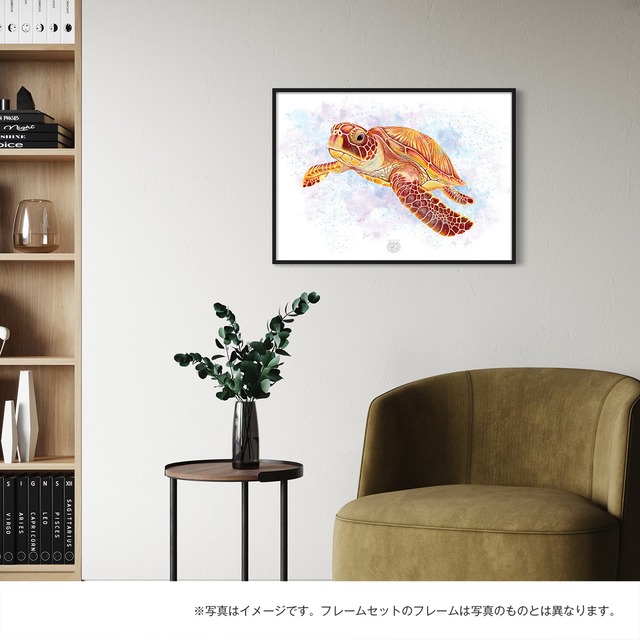【海のいきものアートポスター／ウミガメ】アカウミガメ