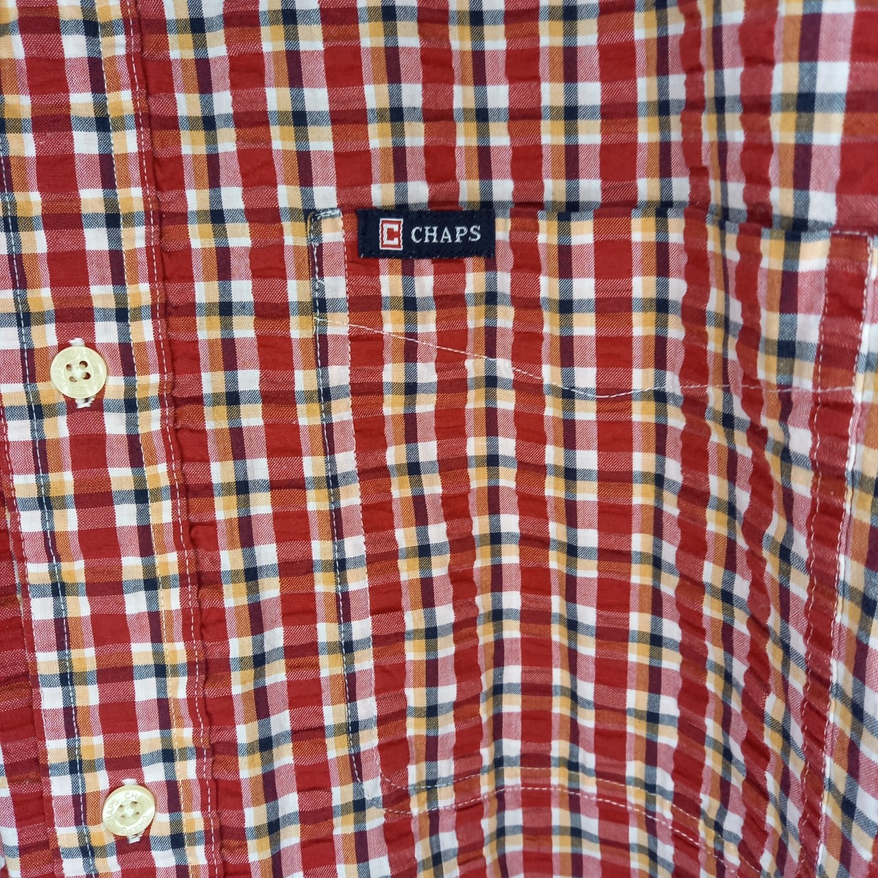 チャップス　シアサッカー　BDシャツ　半袖　オーバーサイズ　チェック　XL