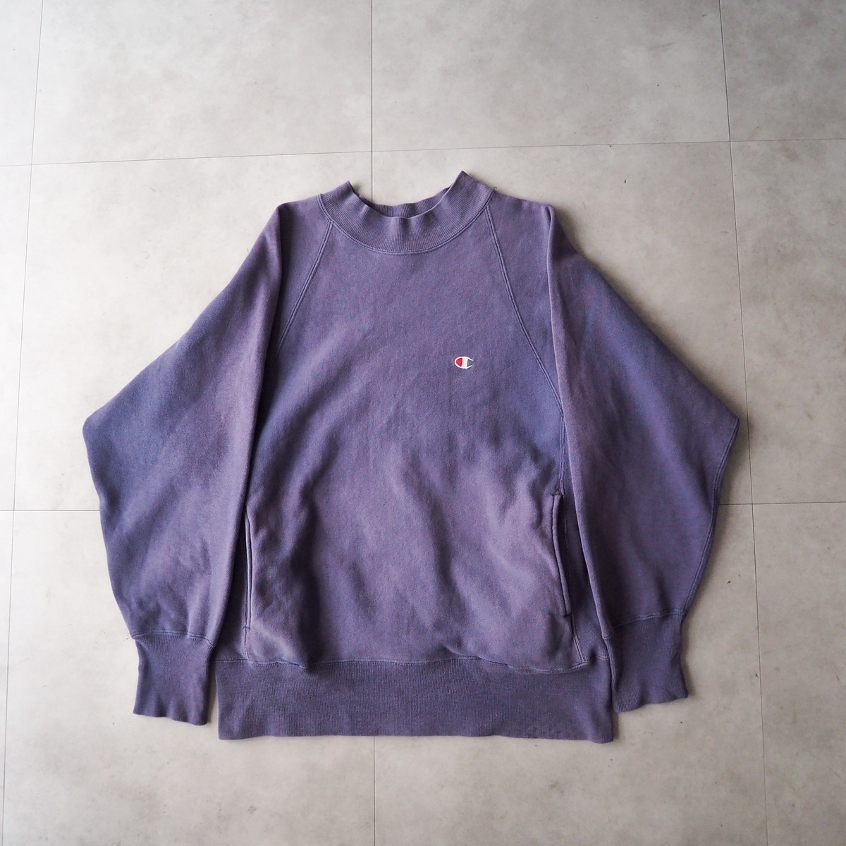 90s “REVERSE WEAVE” ナス紺 ネイビー鬼フェード モックネック 