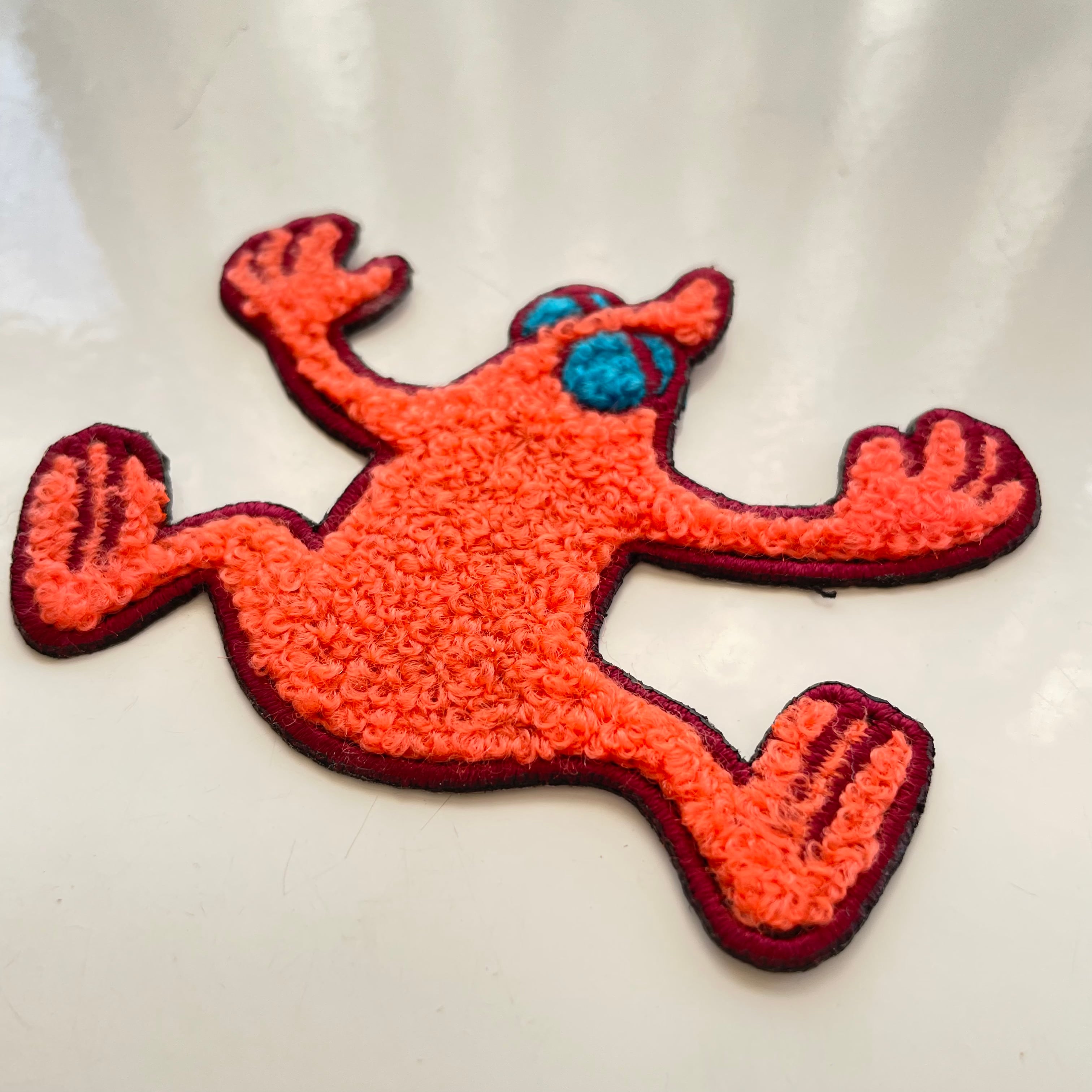 もこもこAGEサガラ刺繍ワッペン / カエル oz / Fluffy AGE Frog