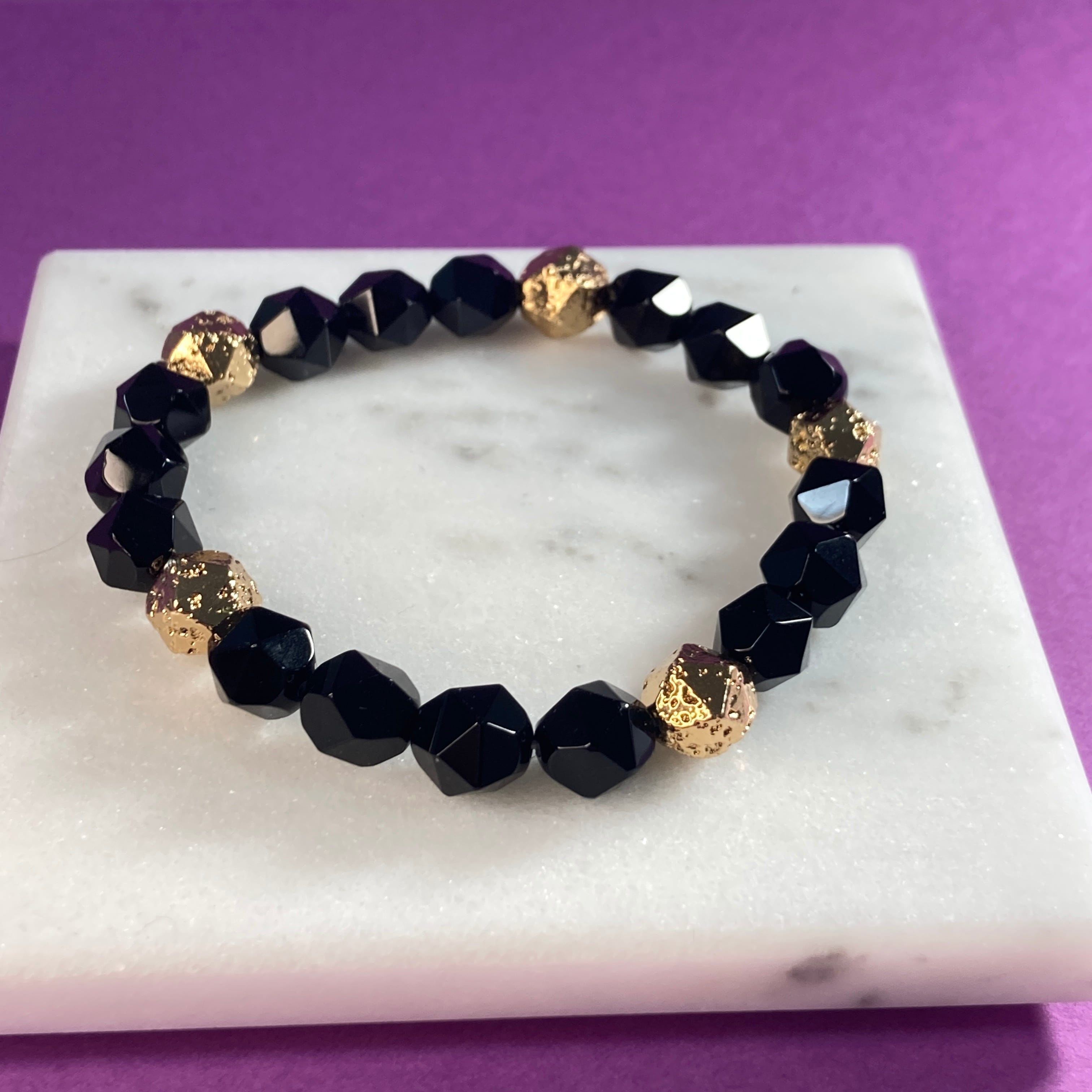 【黒き覇道】闇王権ブレスレット　モリオン×ラバーストーン