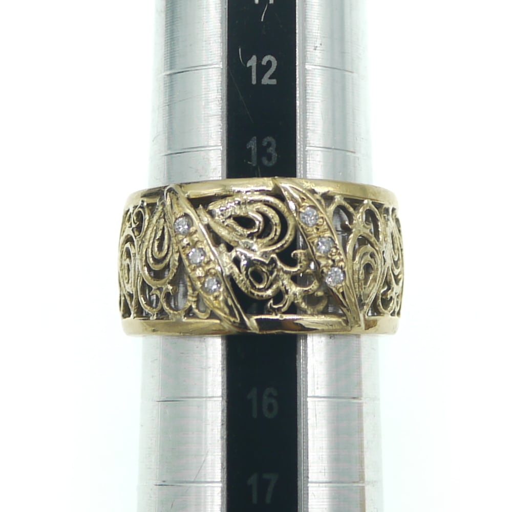 K18 ダイヤモンド デザインリング 18金 透かし彫り 指輪 15号 Y01581 ...