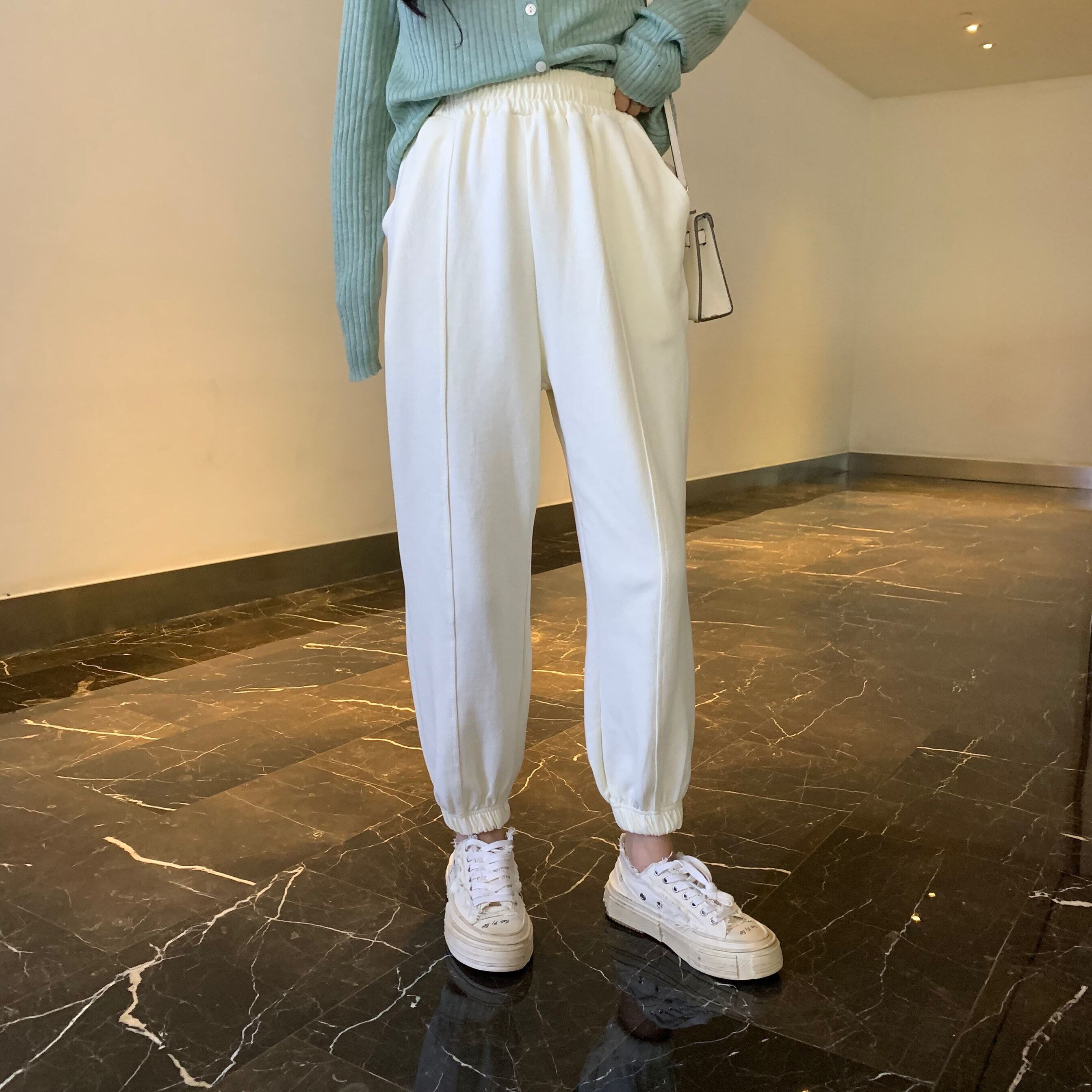 パンツ オータムハイウェストウェスト薄手カジュアル 秋物 6Du_Shop_Women4892812541