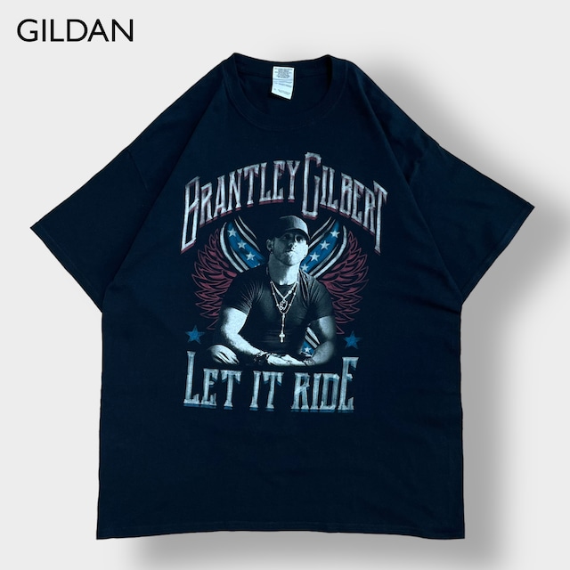 【GILDAN】ブラントリー・ギルバート ミュージックTシャツ BRANTLEY GILBERT 2014 ツアーTシャツ ロゴ バックプリント 黒t シンガーソングライター カントリー XL ビッグサイズ 黒t 半袖 夏物 us古着