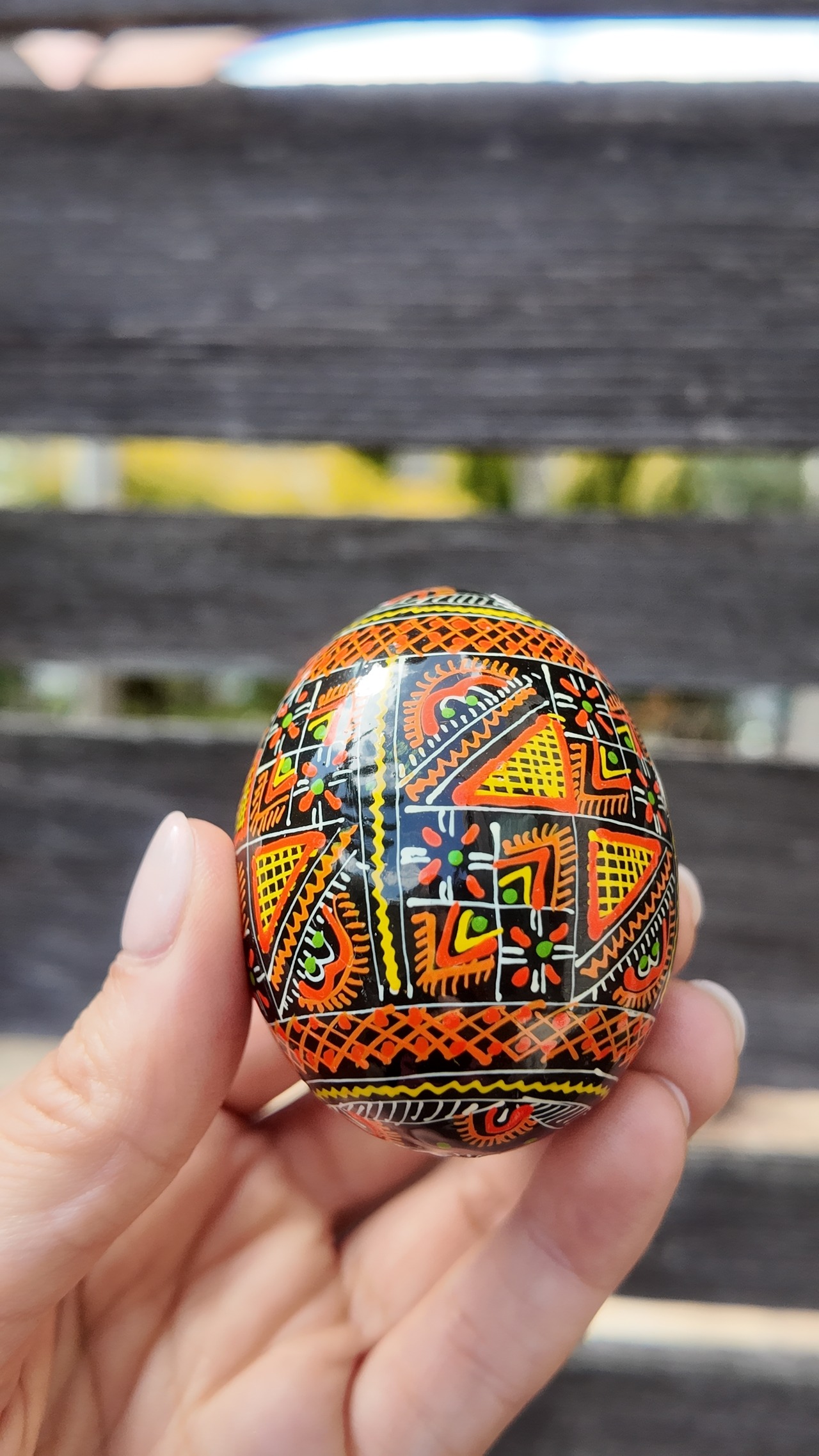 装飾用木製プィサンカ（イースターエッグ）with stand　コロミヤモデル - 4