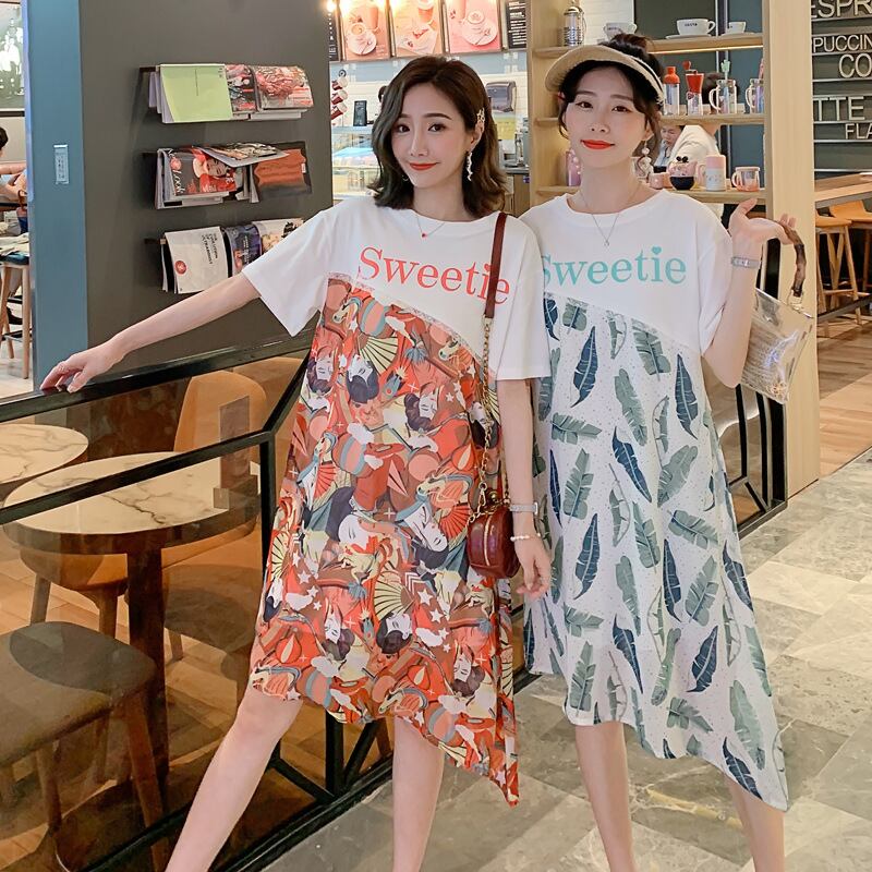 【新作】【送料無料】 マタニティドレス2020夏の新しいファッションシフォンカラードレス年齢削減小さな新鮮なミドル丈マタニティドレス-アリババ サマー 夏物 expec283378959288