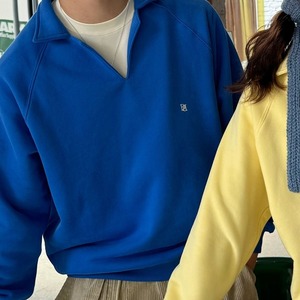 ハーフオープンポロカラースウェット　1058