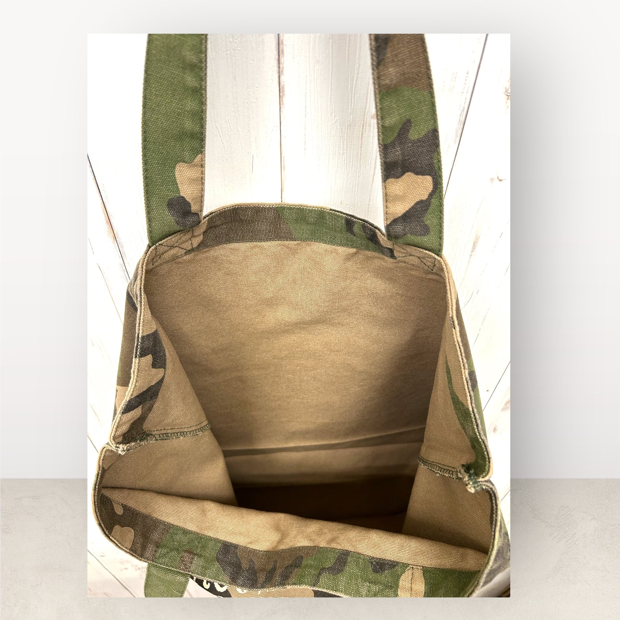 再入荷 しっかり生地の迷彩ビックトートバッグ デニムノゴロー