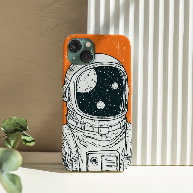 受注生産 iPhoneケース 星空を映す宇宙飛行士ヘルメット｜宇宙飛行士モチーフ RFSP018D