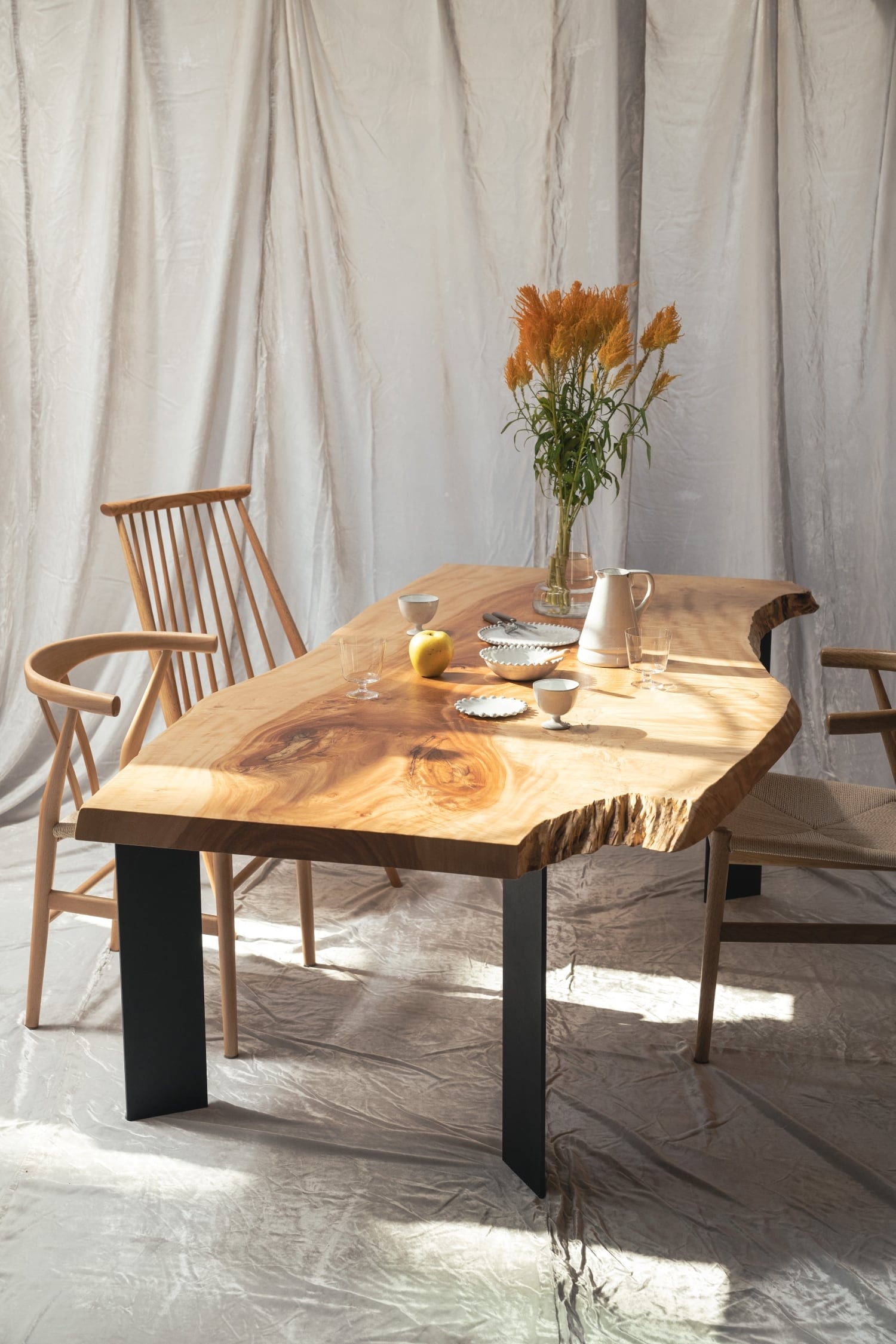 Premium】栃（トチ）_2100×710-1020-880×58_青山店_テーブル天板/一枚