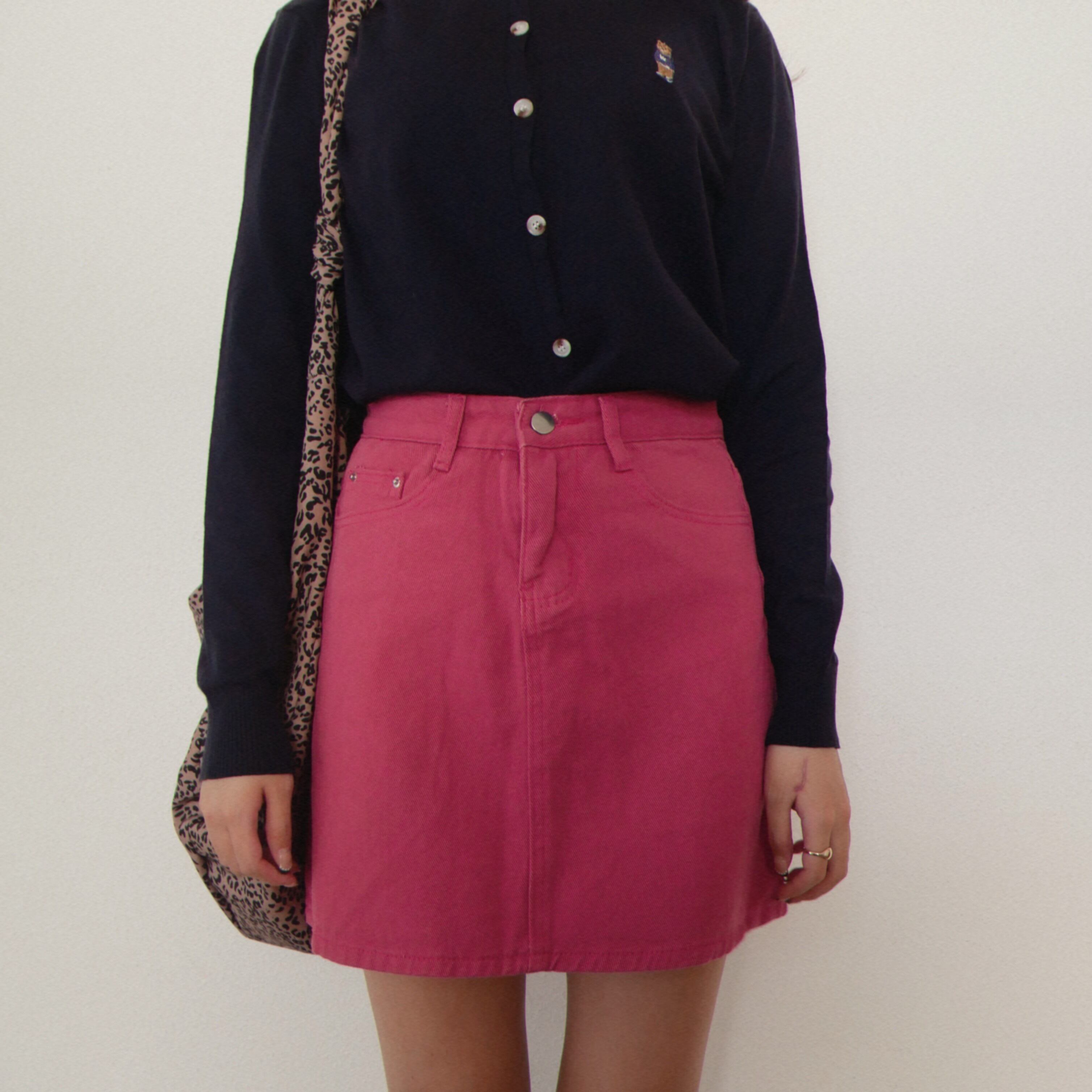 vivid pink mini skirt