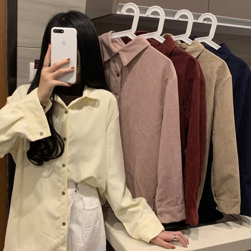 コーデュロイシャツ レディーススタイルスタンダードカジュアルルーズコート レトロ ウィンター 冬物 YY-ファッション143863442
