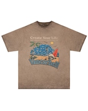 グラフィックプリントクルーネック半袖Tシャツ　S0600