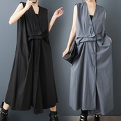 Vネック 立体ドレープ ワンピース  30215