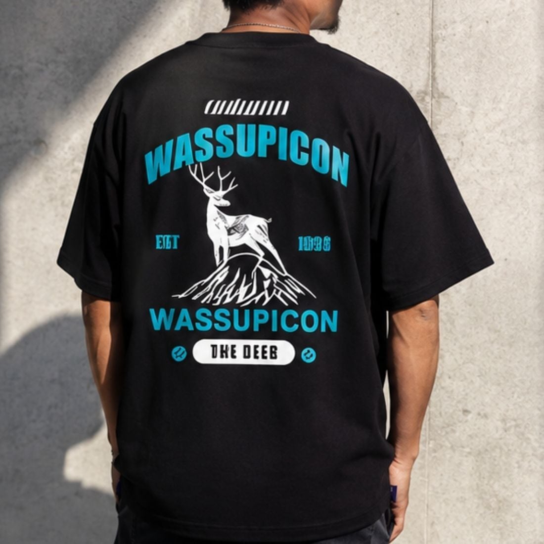 【H1055】Back Print Half Sleeve Wide T-Shirt / 3color