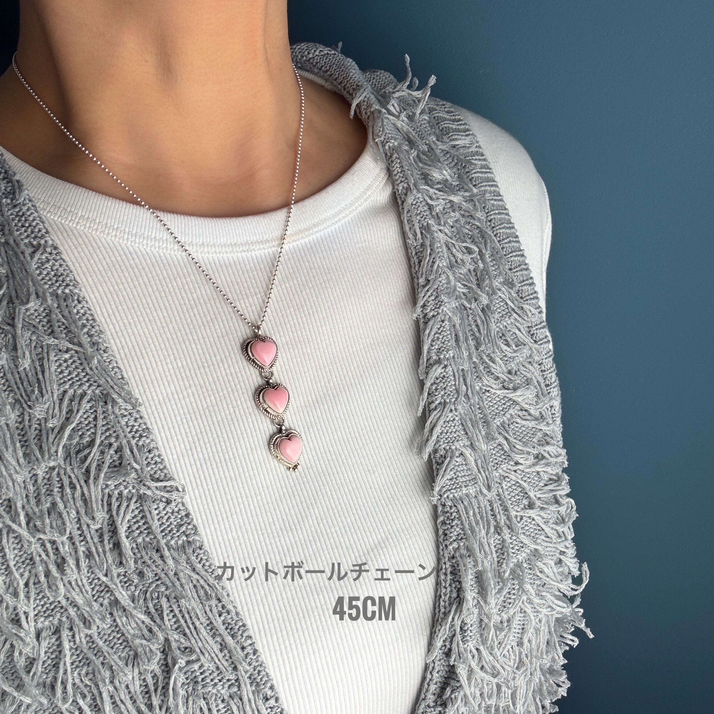 Indian Jewelry》 3連 ハート コンクシェル ペンダント ネックレス