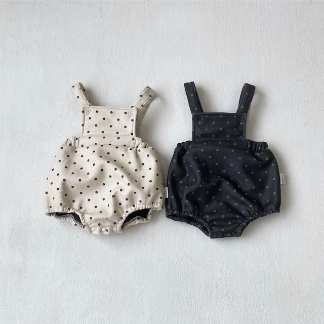 【BABY】韓国風　コーデュロイドットサロペット