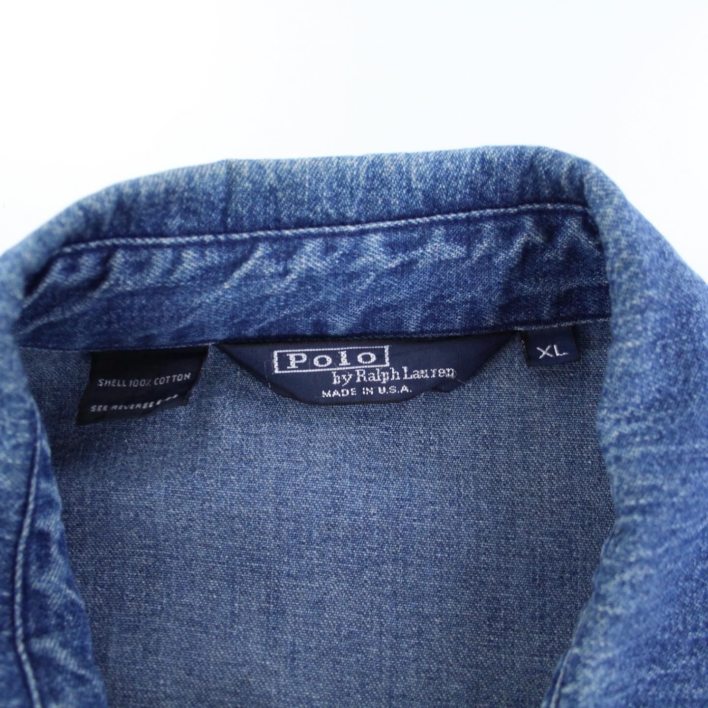 80s 90s Polo Ralph Lauren デニムドリズラージャケット USA製 80s Polo Ralph Lauren Denim Drizzler Jacket 青 S ポロ