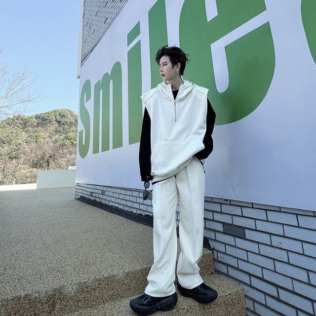 予約販売】メンズ セットアップ 上下 プルオーバー フード 無地