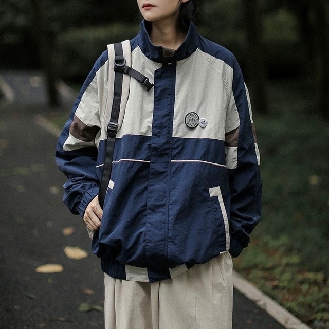 カラーブロックスタンドカラーブルゾン　J0229