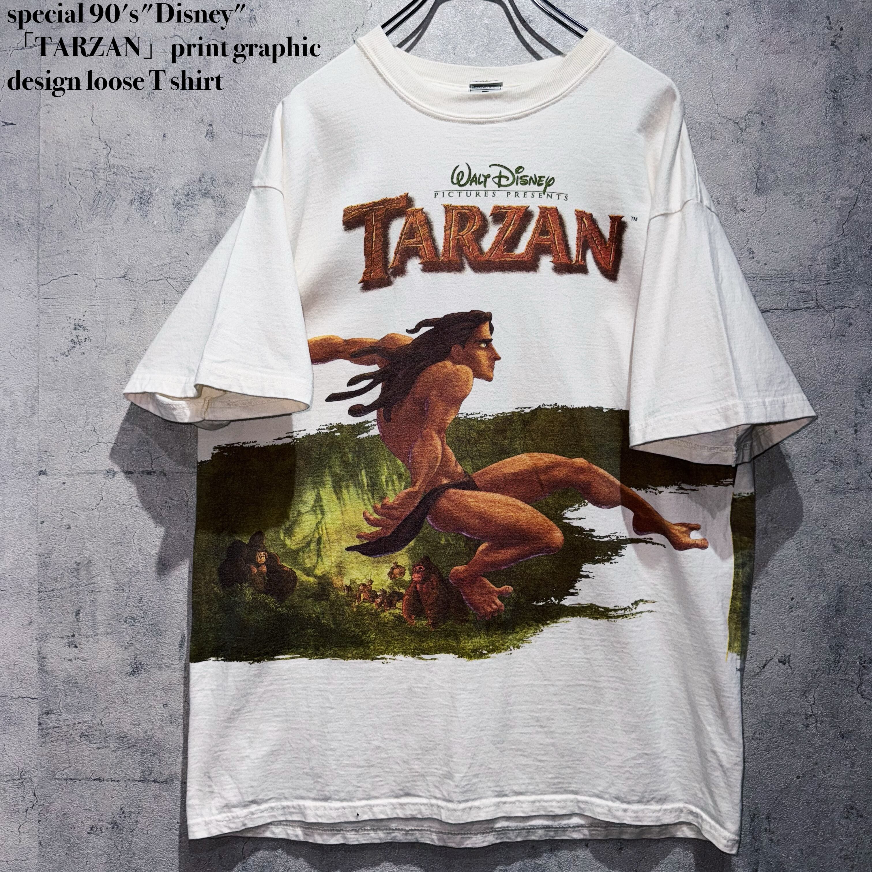 special 90's"Disney"「TARZAN」print graphic design loose T shirt