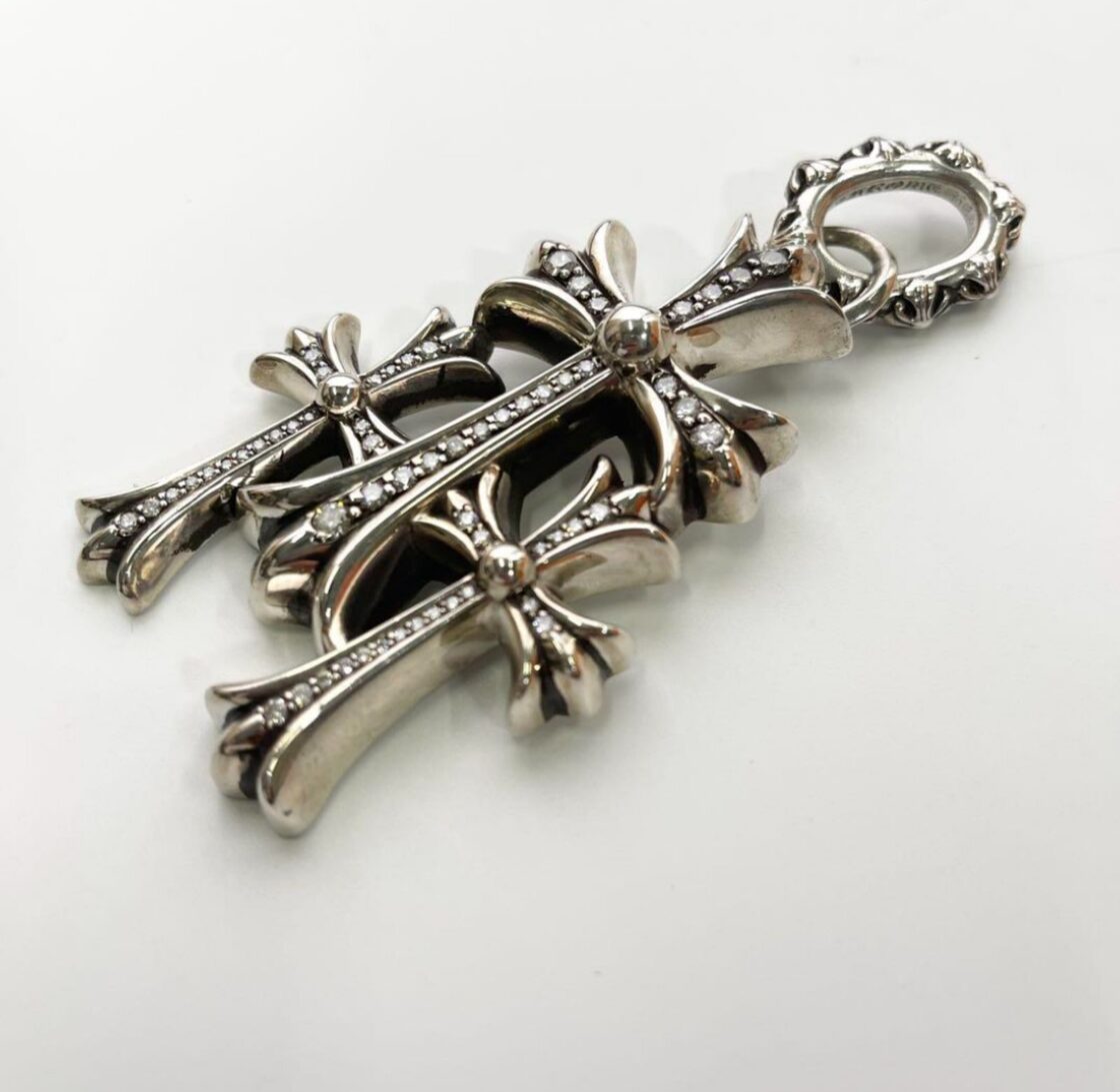 CHROME HEARTS クロムハーツ トリプルクロス ラージ ダイヤ シルバー 