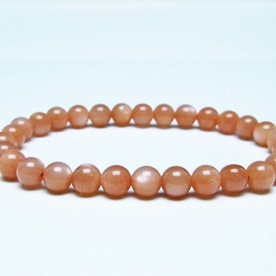 オレンジムーンストーン ブレスレット 6mm 一点物 メール便可 [M便 1/10] 111-48553