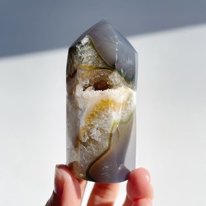 アゲート×水晶ジオード タワー03◇Agate×Clear Quartz Geode Tower◇天然石・パワーストーン