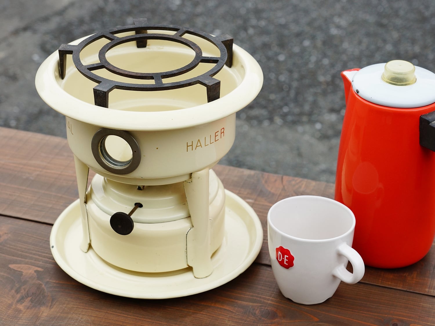 Vintage】ホーロー クッキングストーブ HALLER オイルバーナー CREAM 