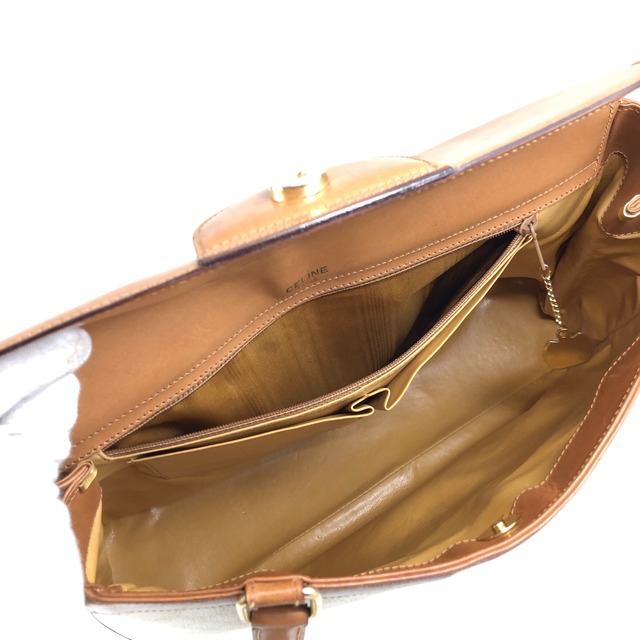 CELINE セリーヌ マカダム ハンドバッグ ホワイト ブラゾン型押し PVC レザー vintage ヴィンテージ オールド jebkgk