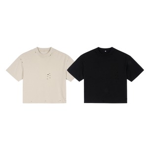 クラッシュダメージ ショート丈Tシャツ el1657