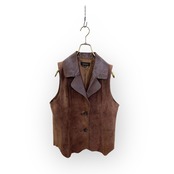 brown color tailored pigskin vest-3711-10