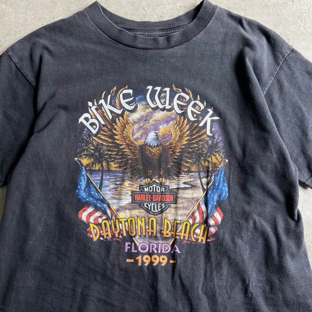 USA 90s 半袖 Tシャツ ブラック 黒 バイク サンセット アメリカン