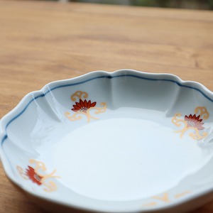 【アウトレット】有田焼　八方なぶり４寸皿　錦ふよう　99-201