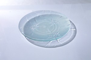 昭和型板ガラス「浮草」　皿　円形　大（Φ180mm）
