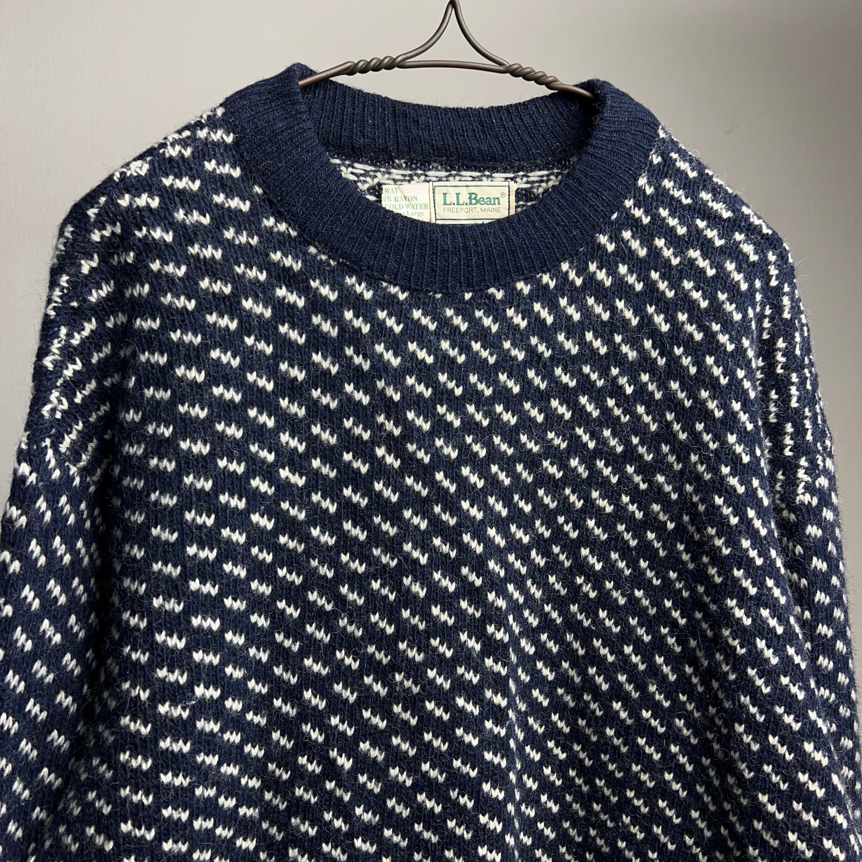 80's “L.L.Bean” BIRDS EYE KNIT SWEATER SIZE L 70年代 80年代 エルエルビーン バーズアイ ニット  セーター【0908A24】【送料無料】