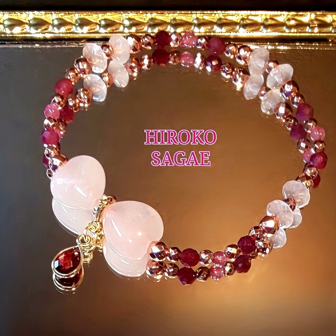 ♡トルマリンレインボーブレスレット♡ハートチャーム ♡トルマリンレインボーブレスレット♡ハートチャーム